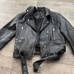 ZARA Black Leather Biker Jacket